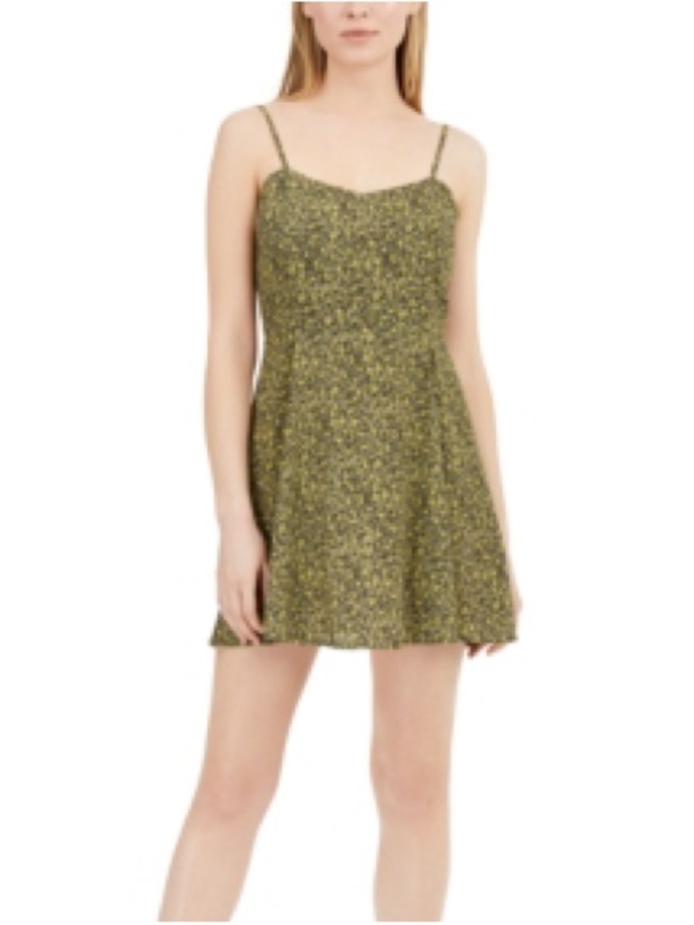 Green Leopard Print Spaghetti-Strap Mini Dress